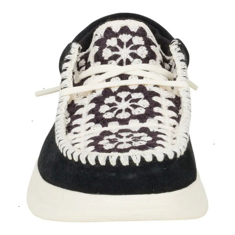Wendy Comf Suede Crochet - Black/Multi