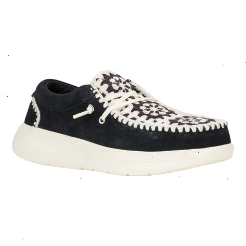 Wendy Comf Suede Crochet - Black/Multi