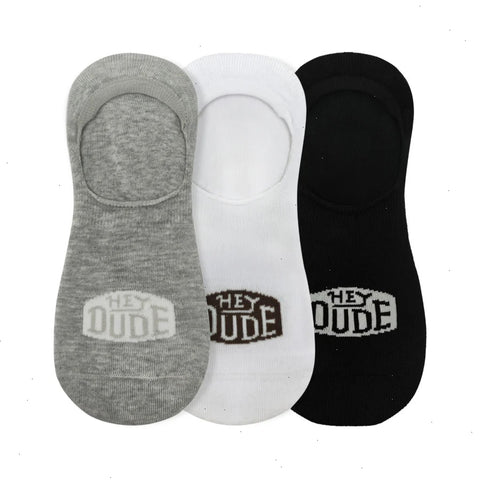 HEYDUDE No Show Sock 3 Pack - Multi Grey/White/Black